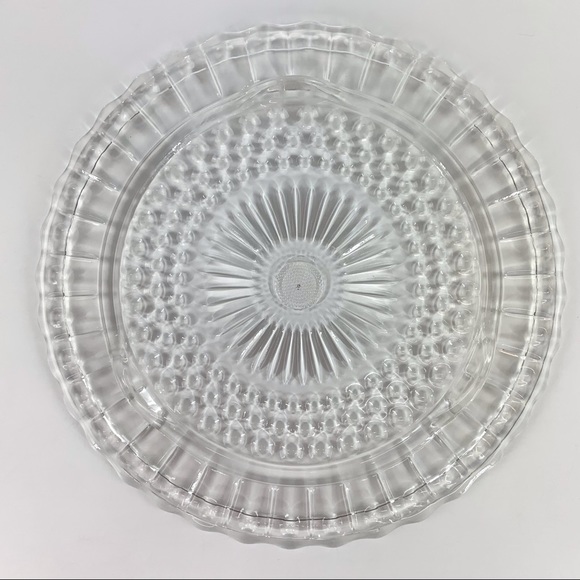 Vintage 1970's Clear Glass Ruffle Edge Cake Plate or Serving Platter - Picture 1 of 10